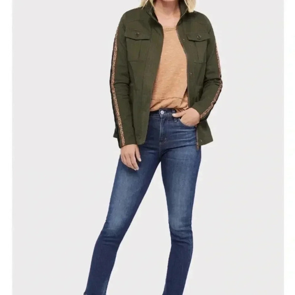 Peyton Jensen XS military olive green jacket with animal print detail on sleeve - Picture 5 of 9